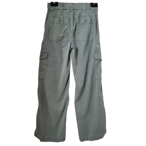 American Eagle Size 000S Washed Olive Green Mid Rise Baggy Wide Leg Cargo Pants - Picture 3 of 14